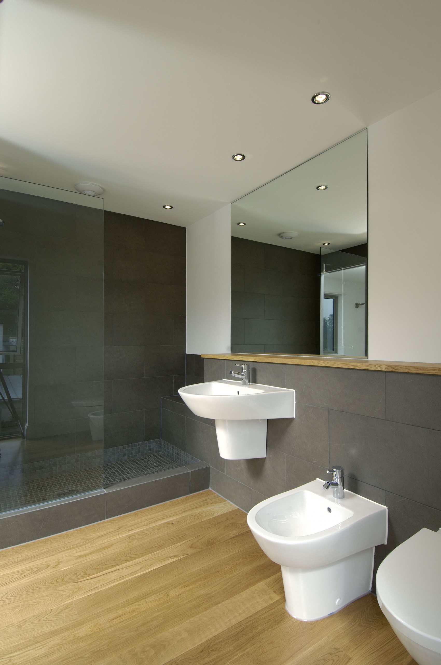 A walk-in shower without having to negotiate a shower door.