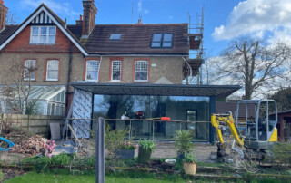 photo of rear elevation during the building works